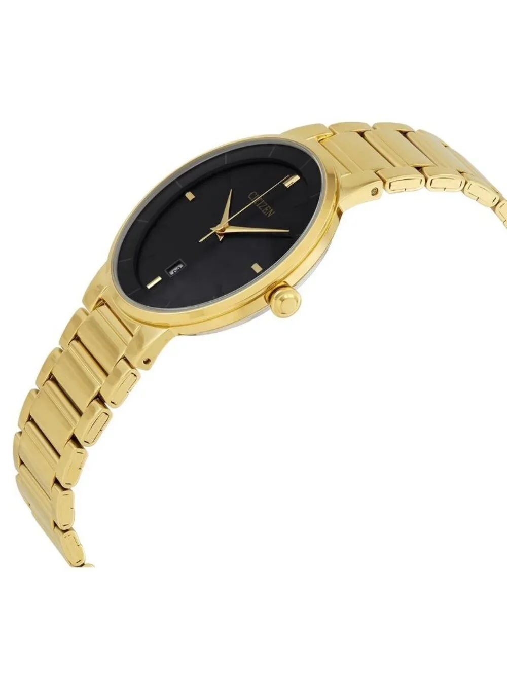 NWT Citizen Quartz Black Dial Yellow Gold-tone Men's Watch